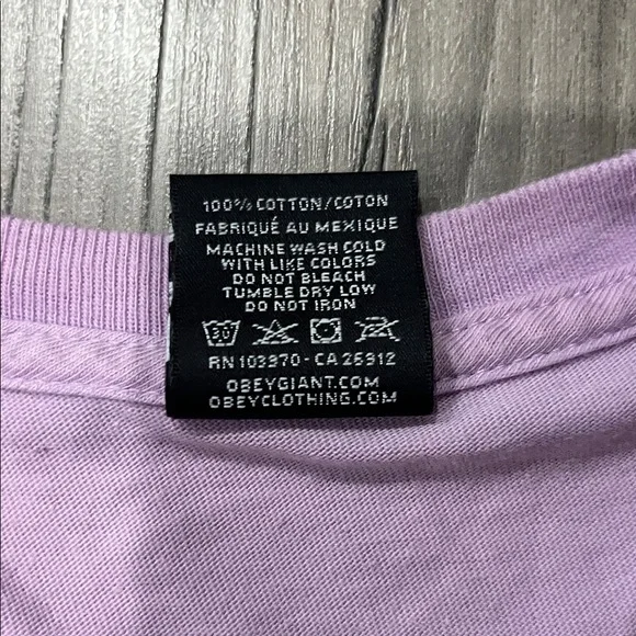 Obey Light Purple Graphic Men's T-Shirt - Picture 3 of 4